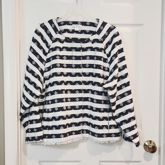 CJ BANKS SIZE 2x heavy blazer style jacket. Beautiful striped, textured fabric. - Picture 1 of 13